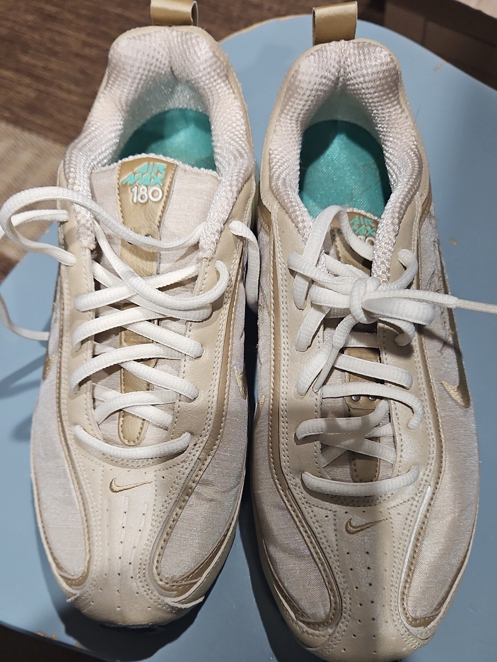 Nike Beige and Teal Air Max 180 Tongue Detail Sneakers - Picture 6 of 9